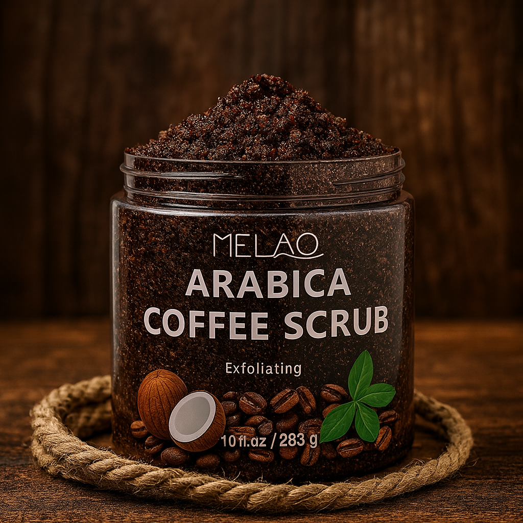 MELAO Arabica Coffee Scrub - All Natural Exfoliating Body Scrub for Skin Care Dead Sea Salt and Arabica Coffee Moisturizing