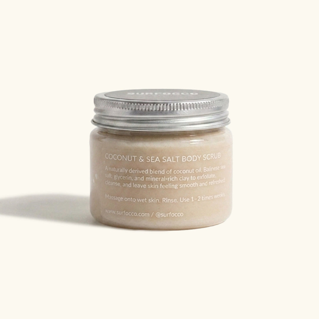 Surfocco coconut and sea salt body scrub natural body scrub for surfers