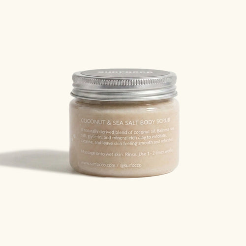 Surfocco coconut and sea salt body scrub natural body scrub for surfers