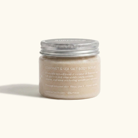 Surfocco coconut and sea salt body scrub natural body scrub for surfers